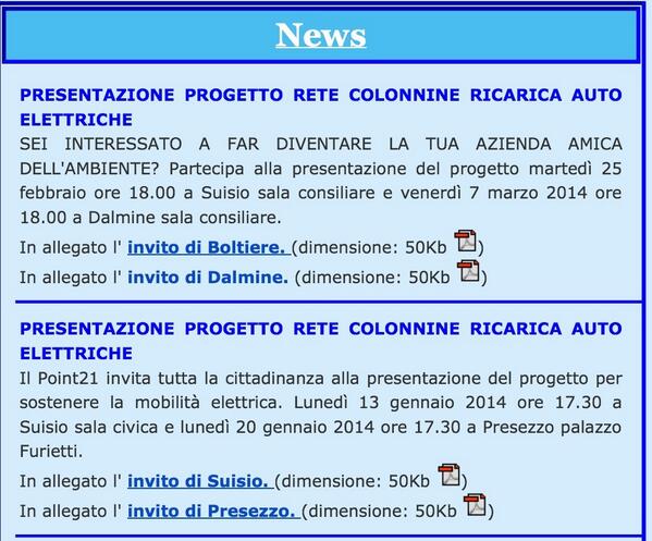 Dopo bus e biciclette, Agenda21 ha pensato alle auto e
con il progetto delle colonnine per la ricarica #opendalmine http://t.co/pMAspF9yo5